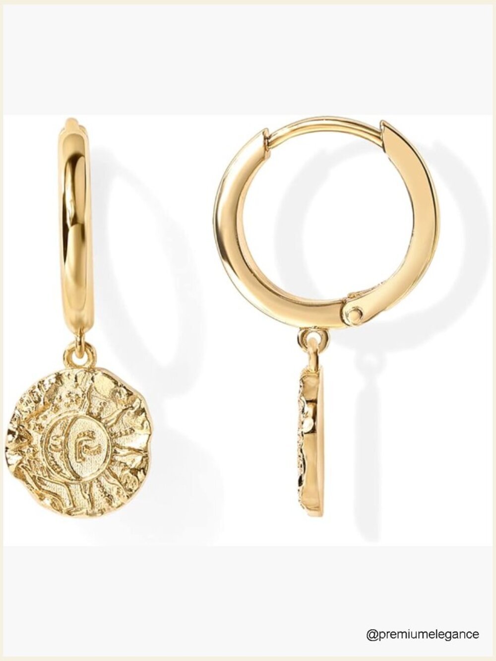 14K Gold Plated Sterling Silver Post Lightweight Drop Dangle Huggie Hoop